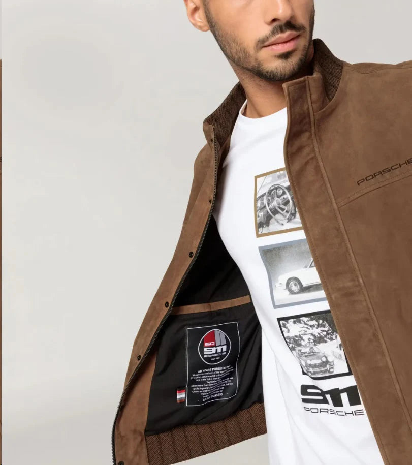 60Y Porsche 911 Cognac Leather Jacket Men