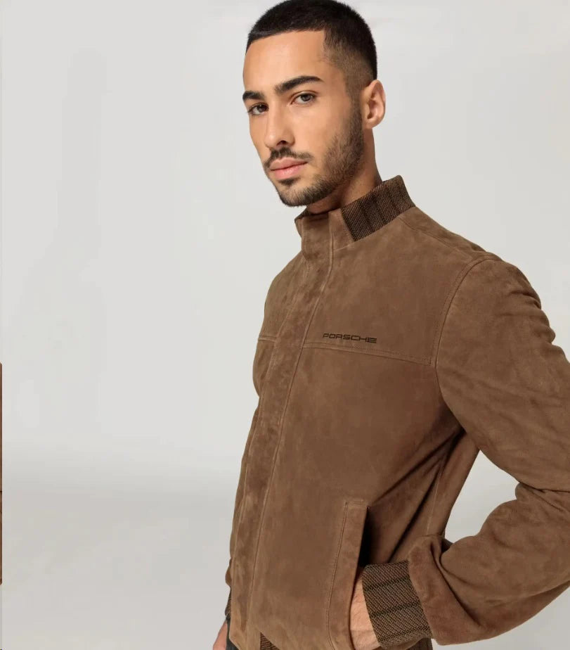 60Y Porsche 911 Cognac Leather Jacket Men