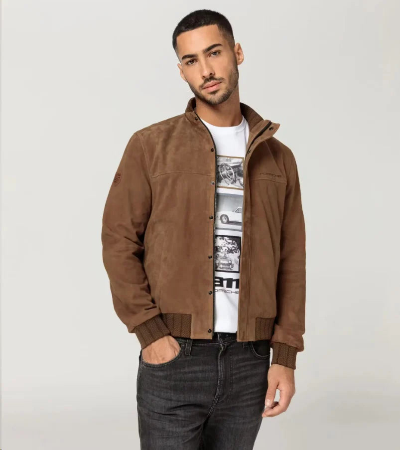 60Y Porsche 911 Cognac Leather Jacket Men