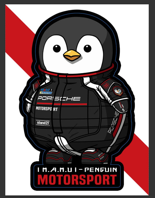 Porsche x MAMU Penguin Sticker Motorsport Black